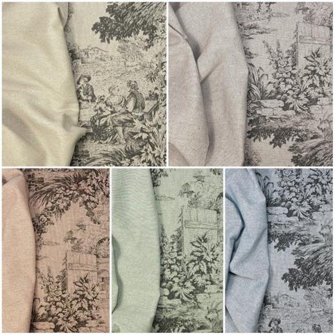 TESSUTO PANAMA PESANTE STAMPATO TOILE DE JOUY
